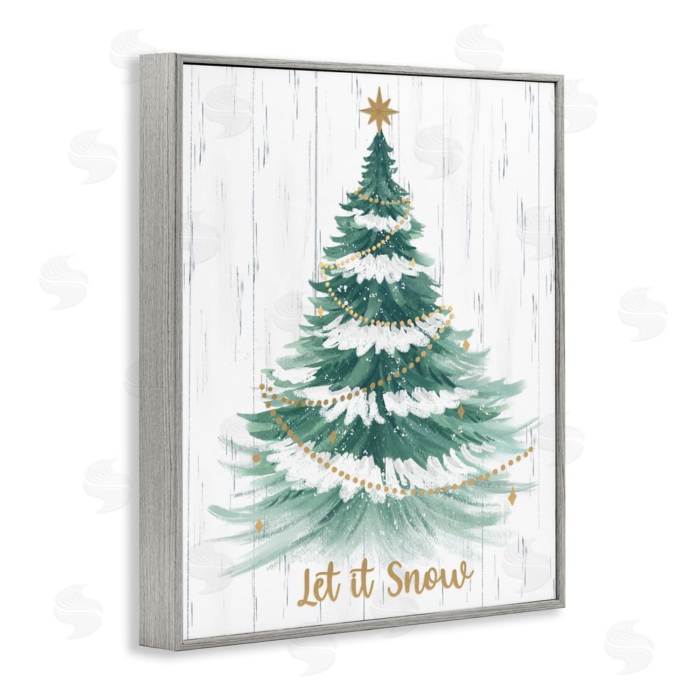 Sharon Lee Let it Snow Rustic Tree Gray Framed Giclee Wall Art Print