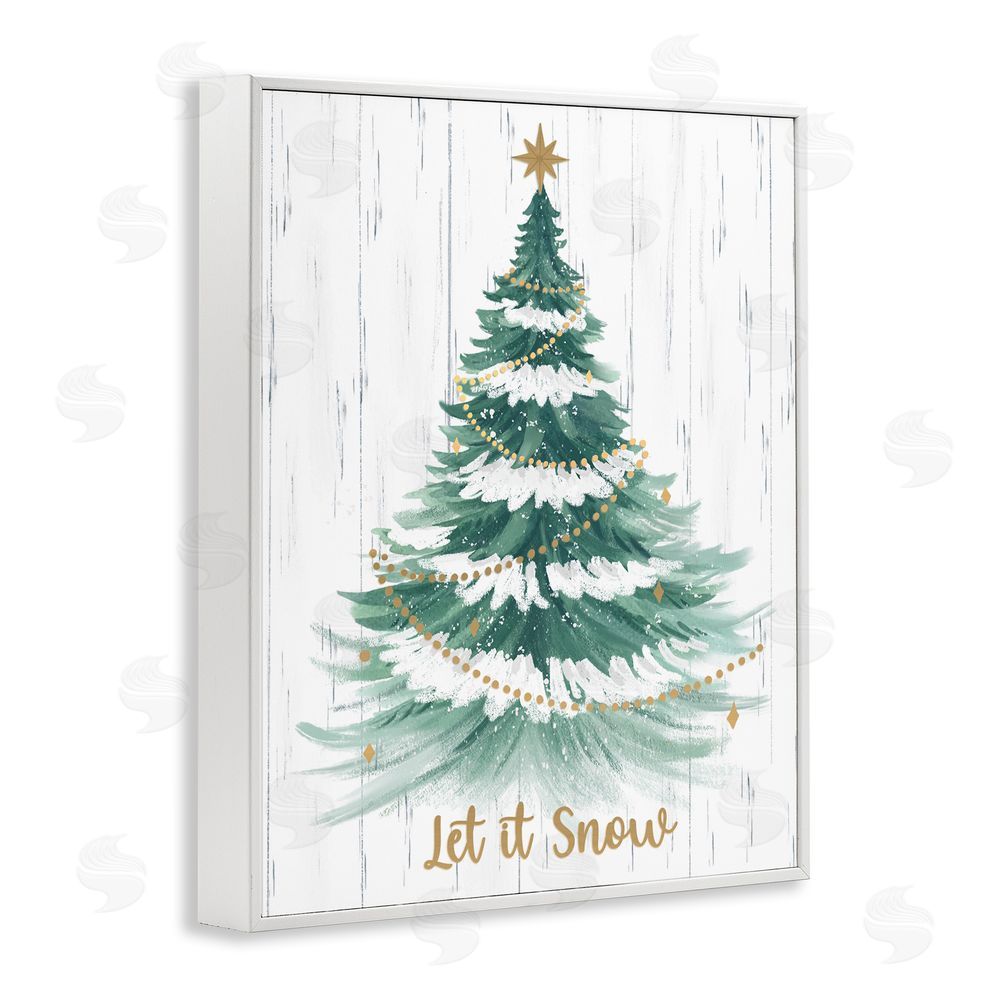 Sharon Lee Let it Snow Rustic Tree White Framed Giclee Wall Art Print