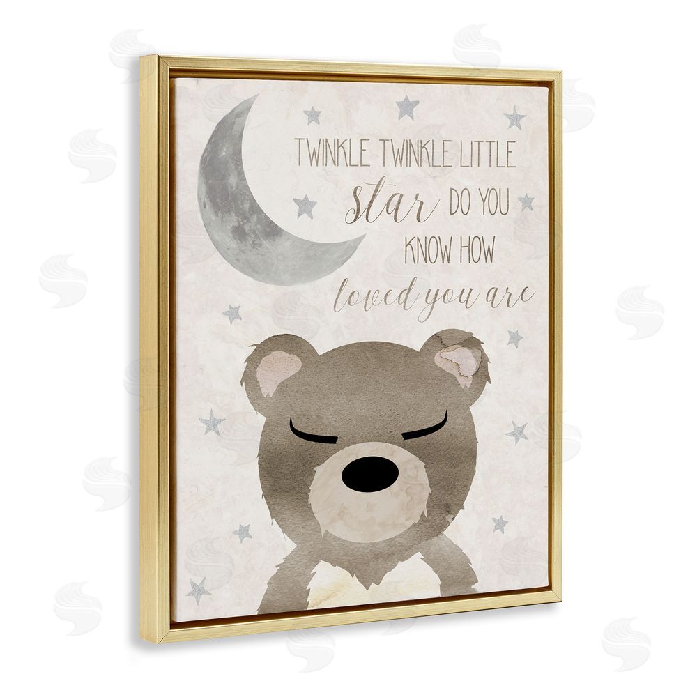 Daniela Santiago Soft Twinkle Song Bear Gold Floating Frame Canvas Wall Art Print