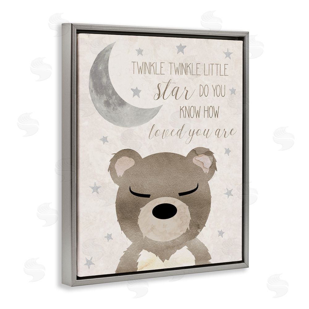 Daniela Santiago Soft Twinkle Song Bear Grey Floating Frame Canvas Wall Art Print