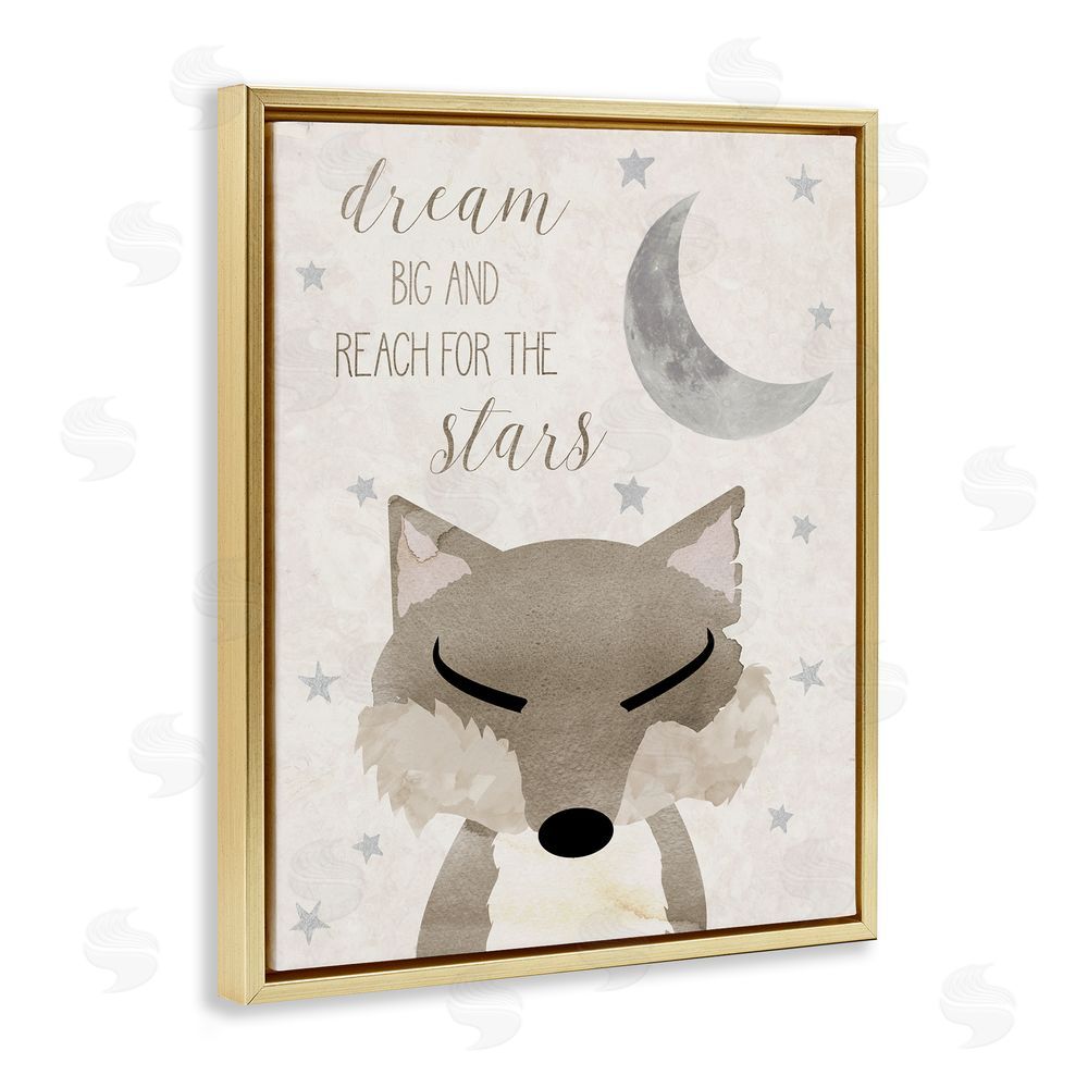 Daniela Santiago Soft Dream Big Fox Gold Floating Frame Canvas Wall Art Print