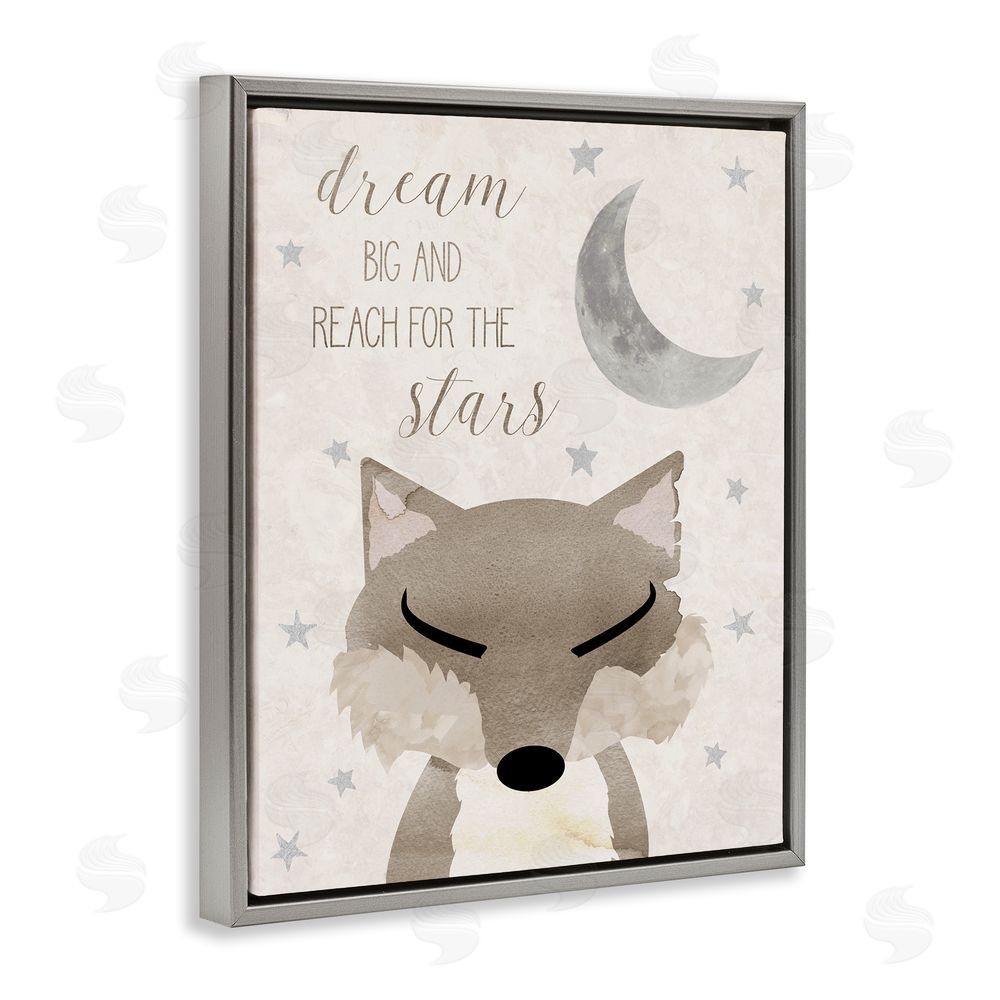 Daniela Santiago Soft Dream Big Fox Grey Floating Frame Canvas Wall Art Print