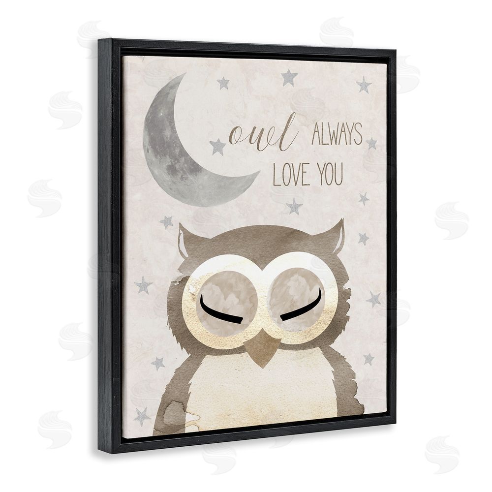Daniela Santiago Owl Always Love You Pun Black Floating Frame Canvas Wall Art Print