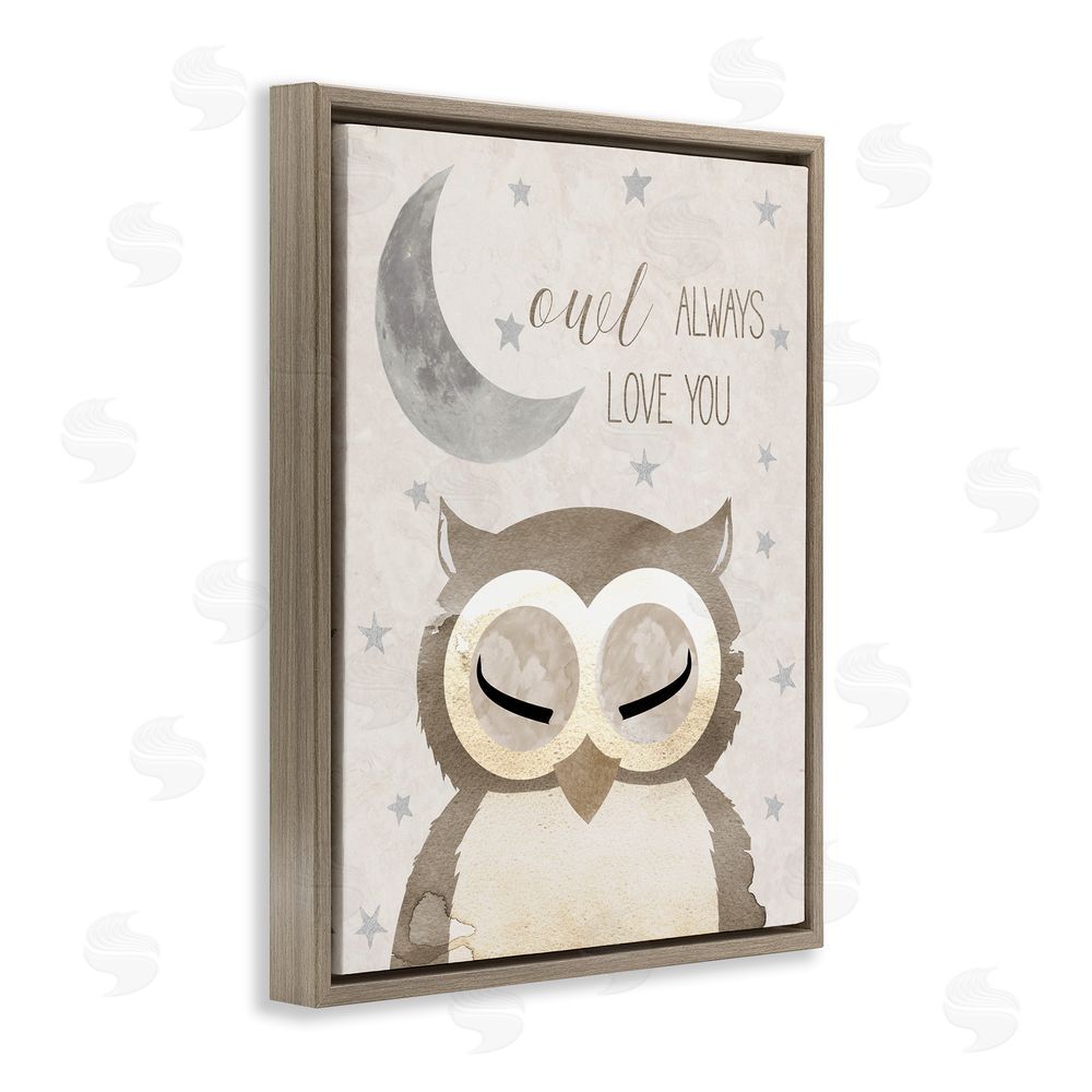 Daniela Santiago Owl Always Love You Pun Brown Floating Frame Canvas Wall Art Print