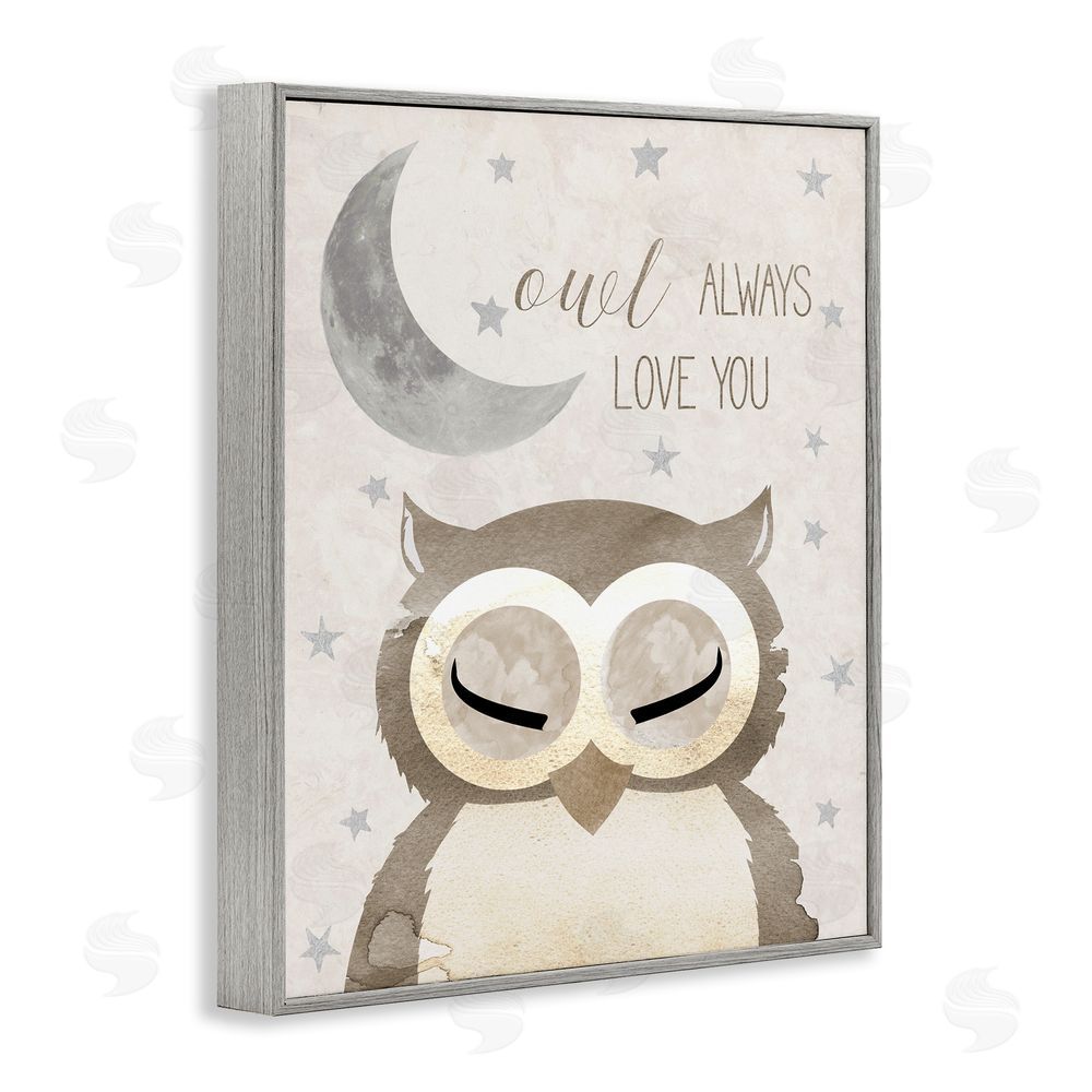 Daniela Santiago Owl Always Love You Pun Gray Framed Giclee Wall Art Print