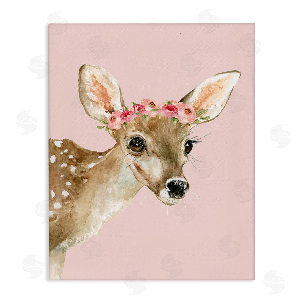 Carol Robinson Baby Deer Flower Crown Stretched Canvas Wall Art Print
