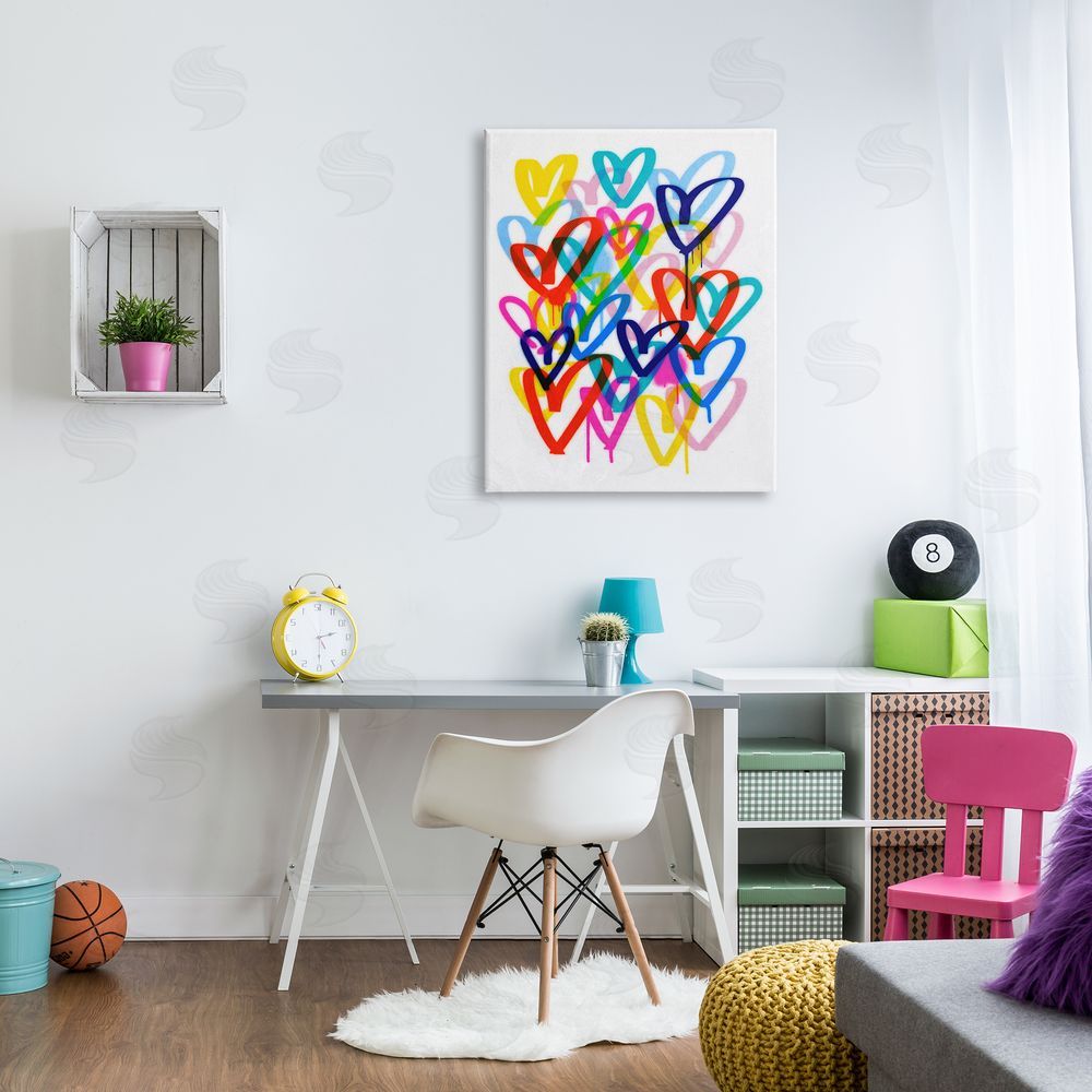 Victoria Barnes Urban Graffiti Hearts Canvas Wall Art Print in Room
