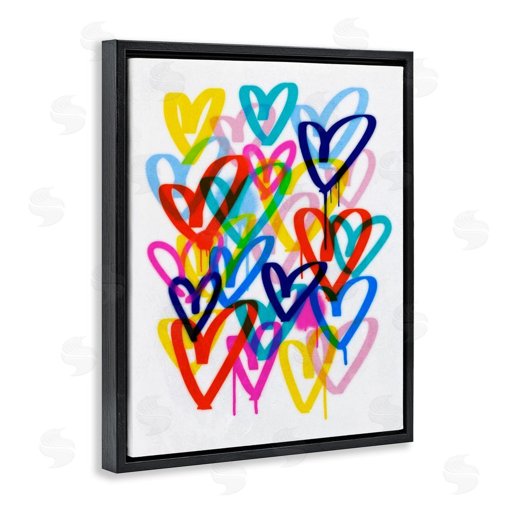 Victoria Barnes Urban Graffiti Hearts Black Floating Frame Canvas Wall Art Print