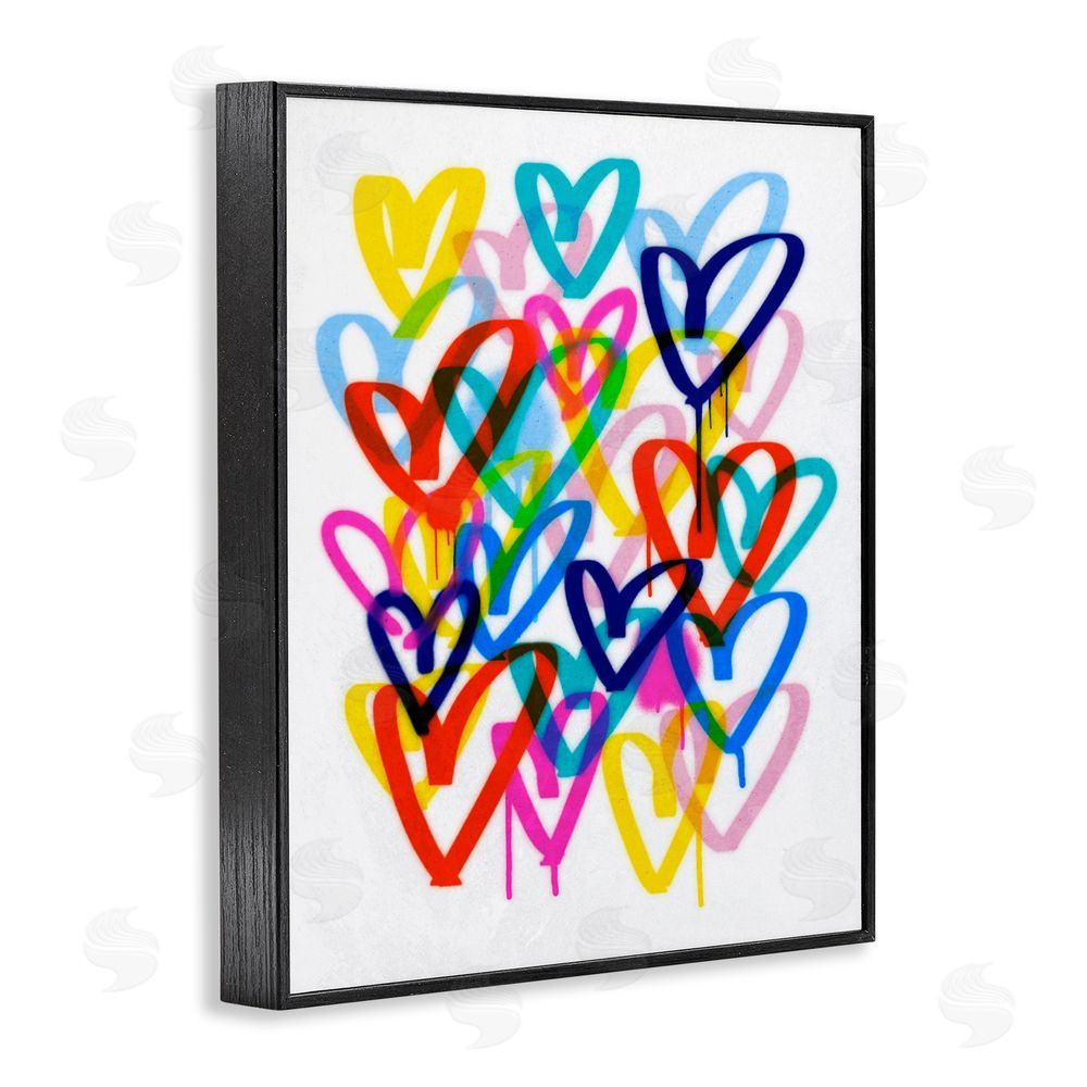 Victoria Barnes Urban Graffiti Hearts Black Framed Giclee Wall Art Print