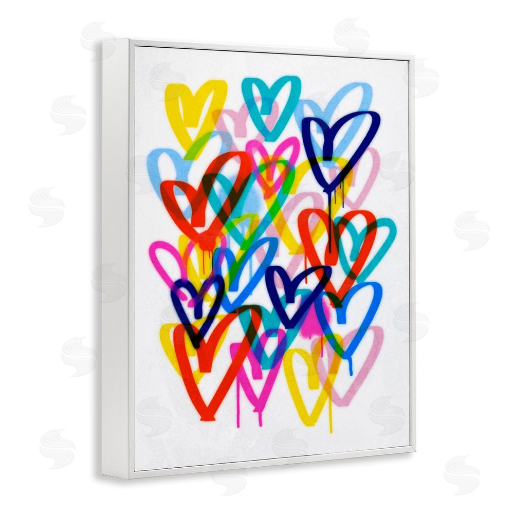 Victoria Barnes Urban Graffiti Hearts White Framed Giclee Wall Art Print
