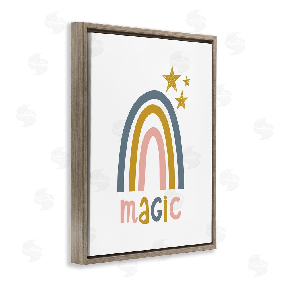 Alina Sagirova Rainbow with Magic Phrase Brown Floating Frame Canvas Wall Art Print