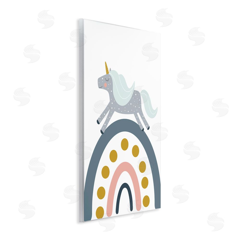 Alina Sagirova Neutral Unicorn over Rainbow Wall Plaque Art Print