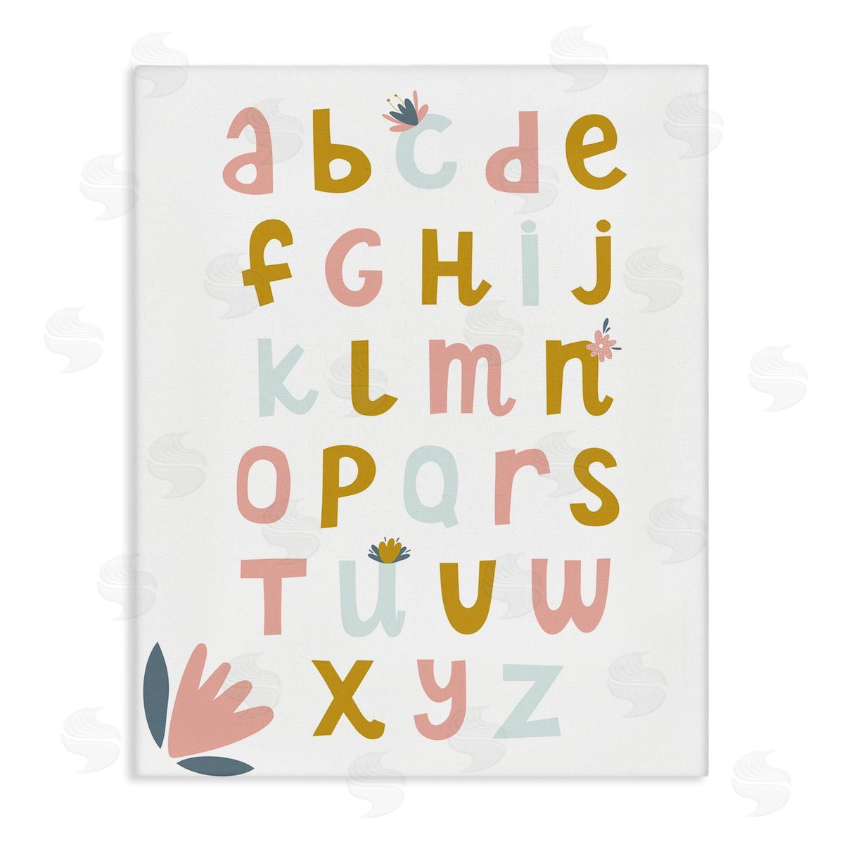 Alina Sagirova Muted Tones Floral Alphabet Stretched Canvas Wall Art Print
