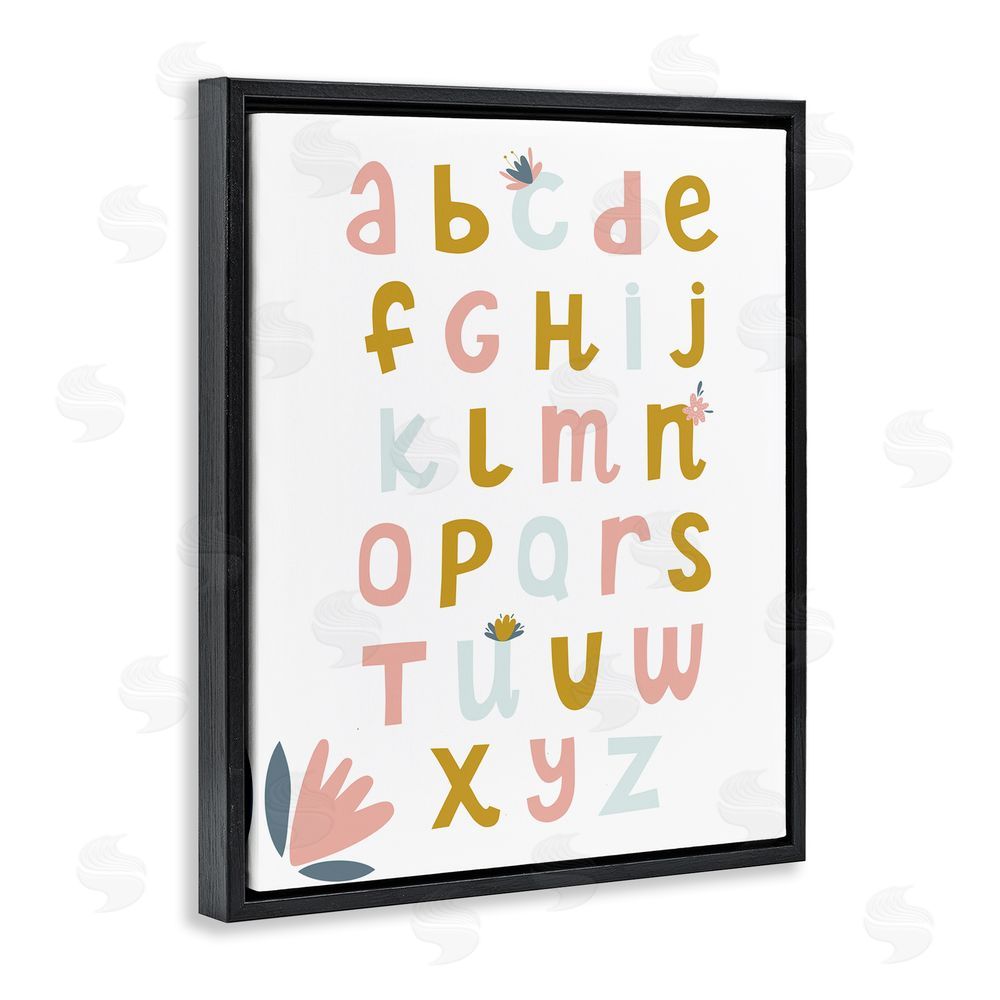 Alina Sagirova Muted Tones Floral Alphabet Black Floating Frame Canvas Wall Art Print