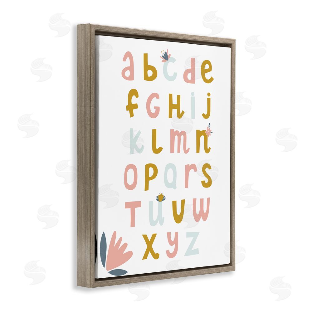 Alina Sagirova Muted Tones Floral Alphabet Brown Floating Frame Canvas Wall Art Print