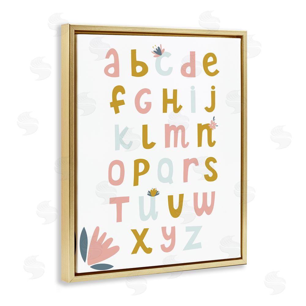 Alina Sagirova Muted Tones Floral Alphabet Gold Floating Frame Canvas Wall Art Print