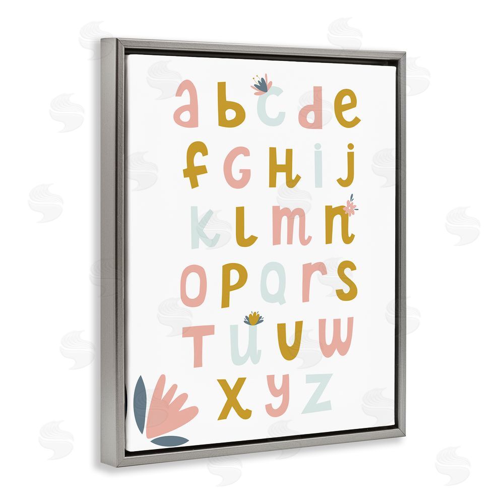 Alina Sagirova Muted Tones Floral Alphabet Grey Floating Frame Canvas Wall Art Print