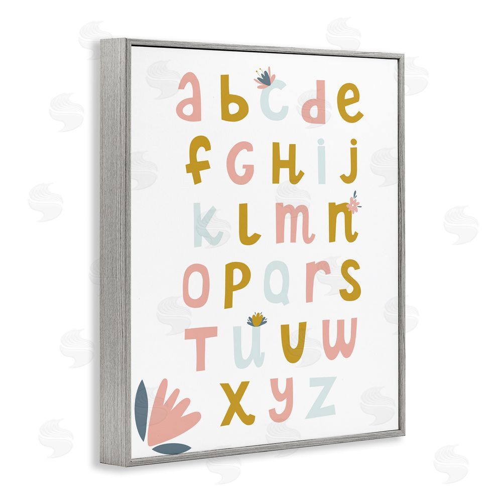 Alina Sagirova Muted Tones Floral Alphabet Gray Framed Giclee Wall Art Print