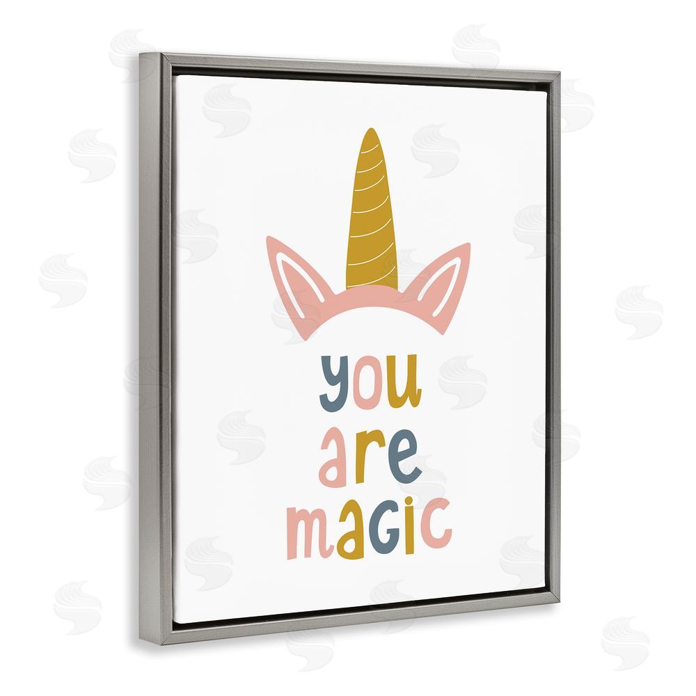 Alina Sagirova You Are Magic Unicorn Horn Grey Floating Frame Canvas Wall Art Print