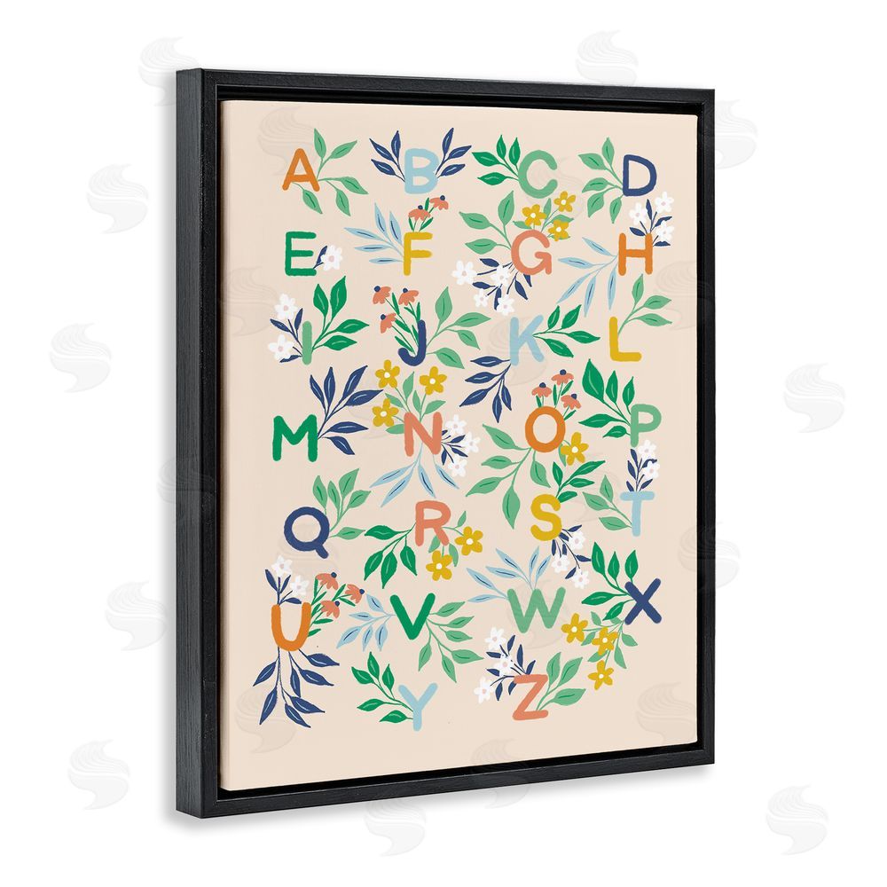 Dominika Godette Cottage Blooms Alphabet Black Floating Frame Canvas Wall Art Print