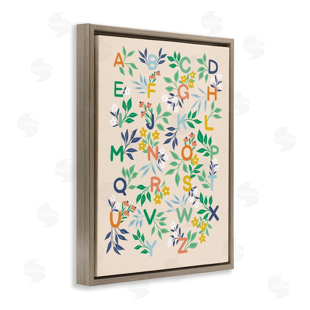 Dominika Godette Cottage Blooms Alphabet Brown Floating Frame Canvas Wall Art Print