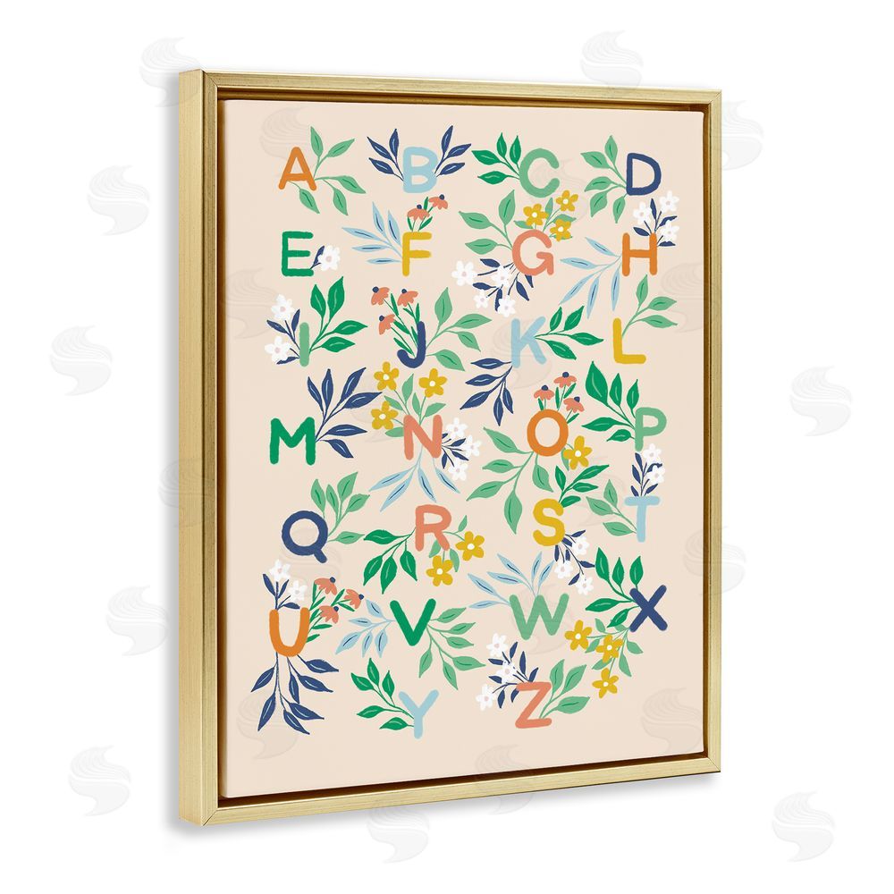 Dominika Godette Cottage Blooms Alphabet Gold Floating Frame Canvas Wall Art Print