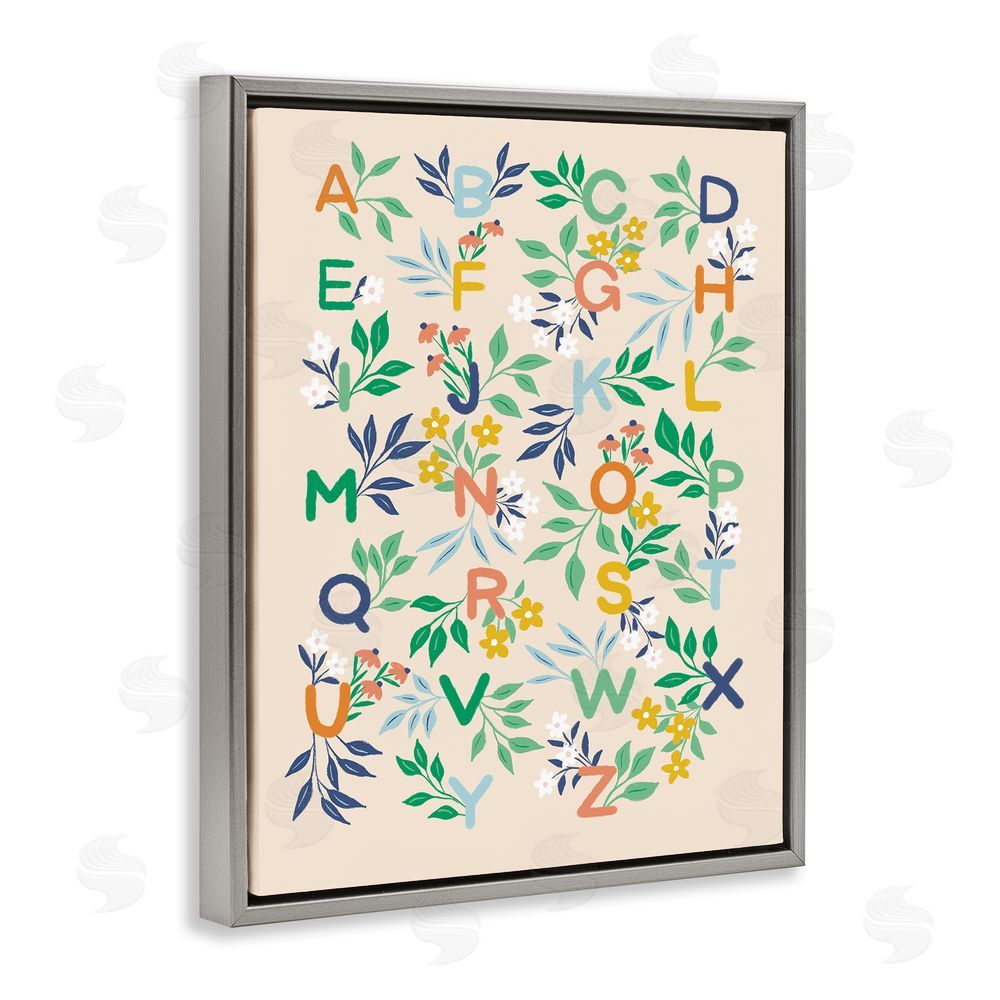 Dominika Godette Cottage Blooms Alphabet Grey Floating Frame Canvas Wall Art Print