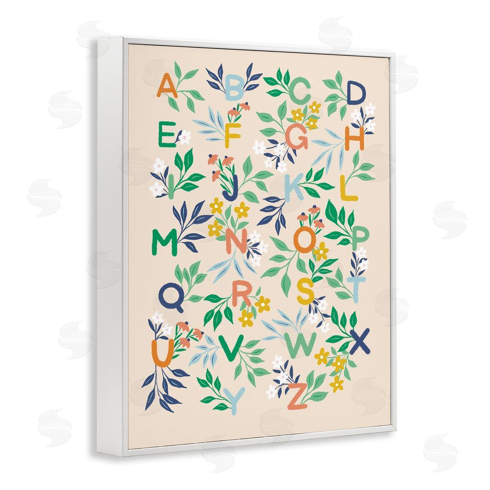 Dominika Godette Cottage Blooms Alphabet White Framed Giclee Wall Art Print