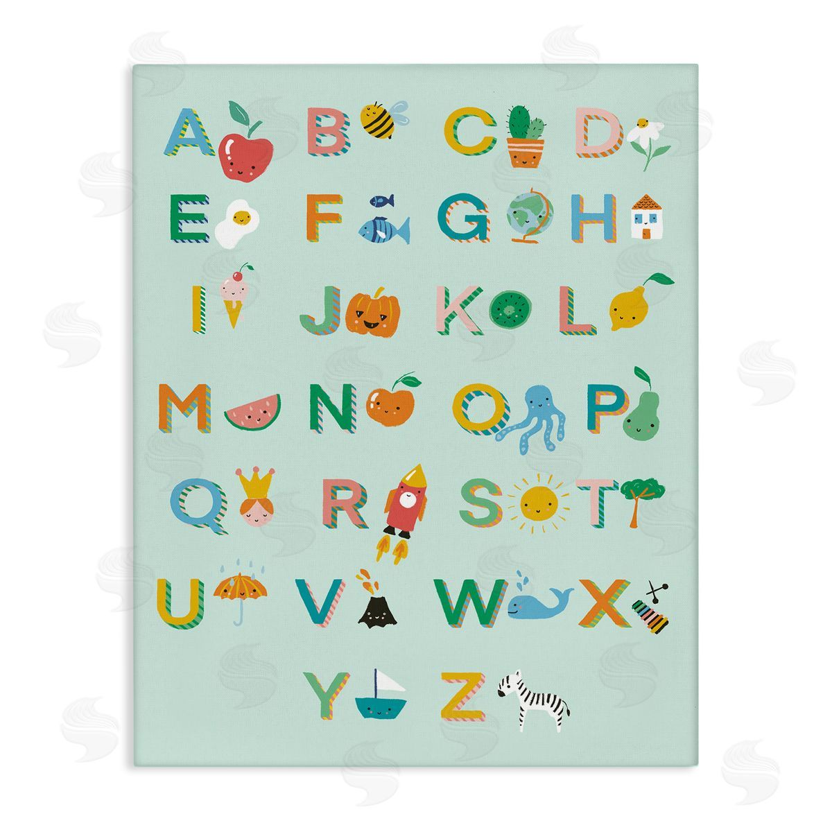 Dominika Godette Alphabet Chart on Mint Green Stretched Canvas Wall Art Print
