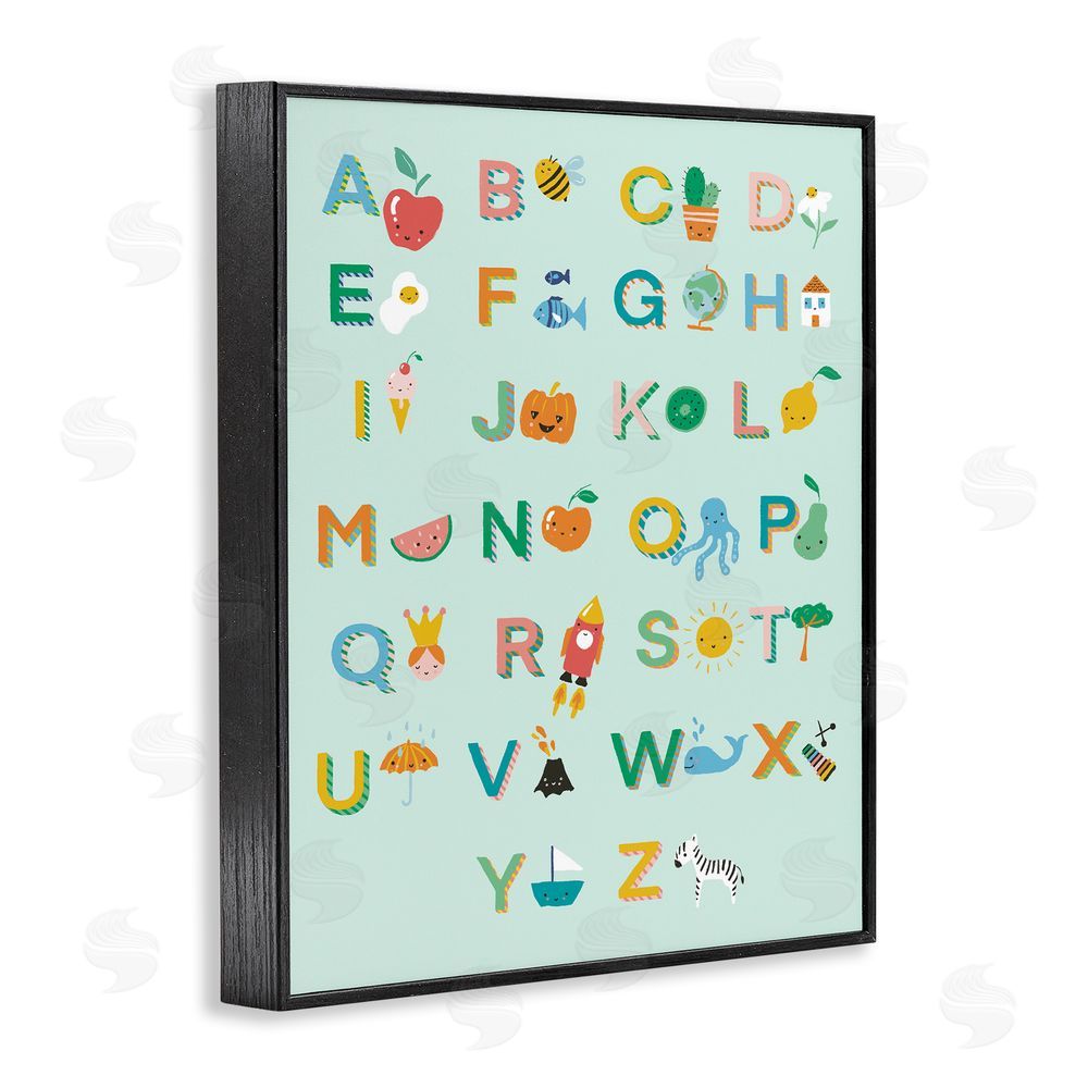 Dominika Godette Alphabet Chart on Mint Green Black Framed Giclee Wall Art Print