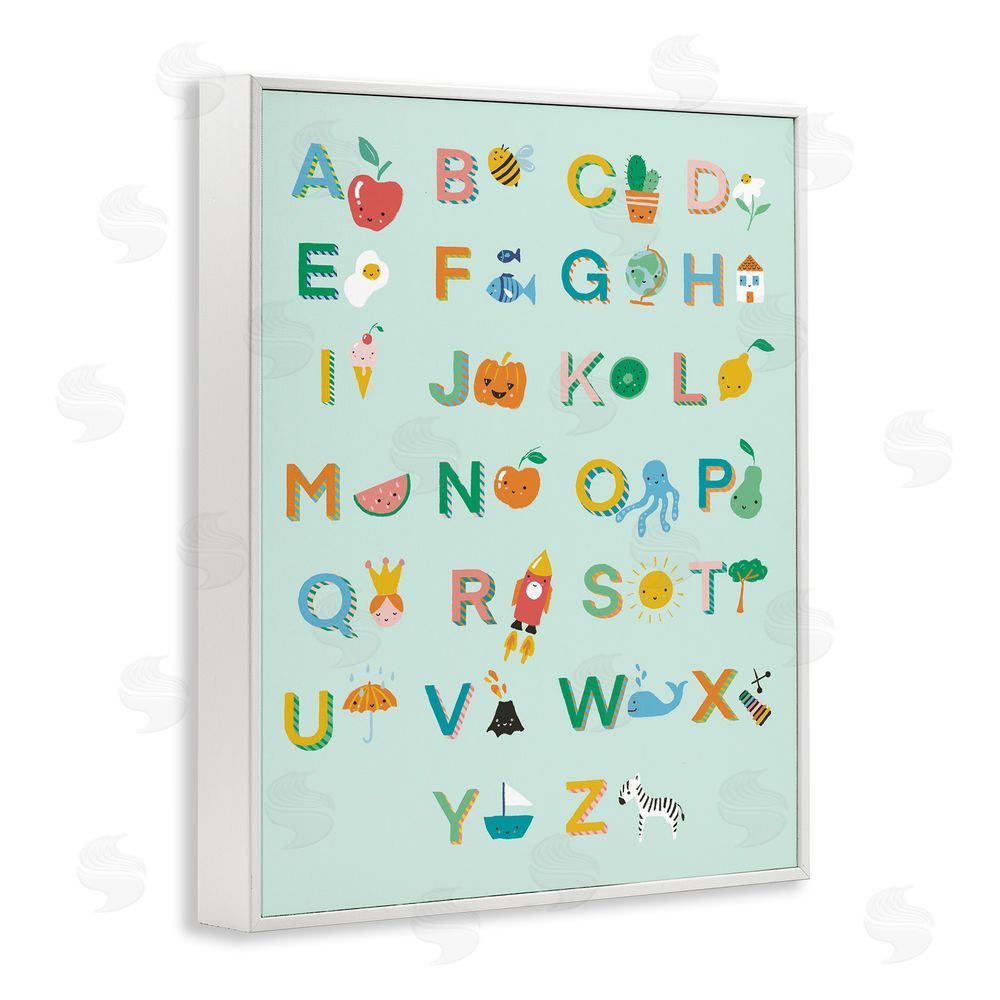 Dominika Godette Alphabet Chart on Mint Green White Framed Giclee Wall Art Print