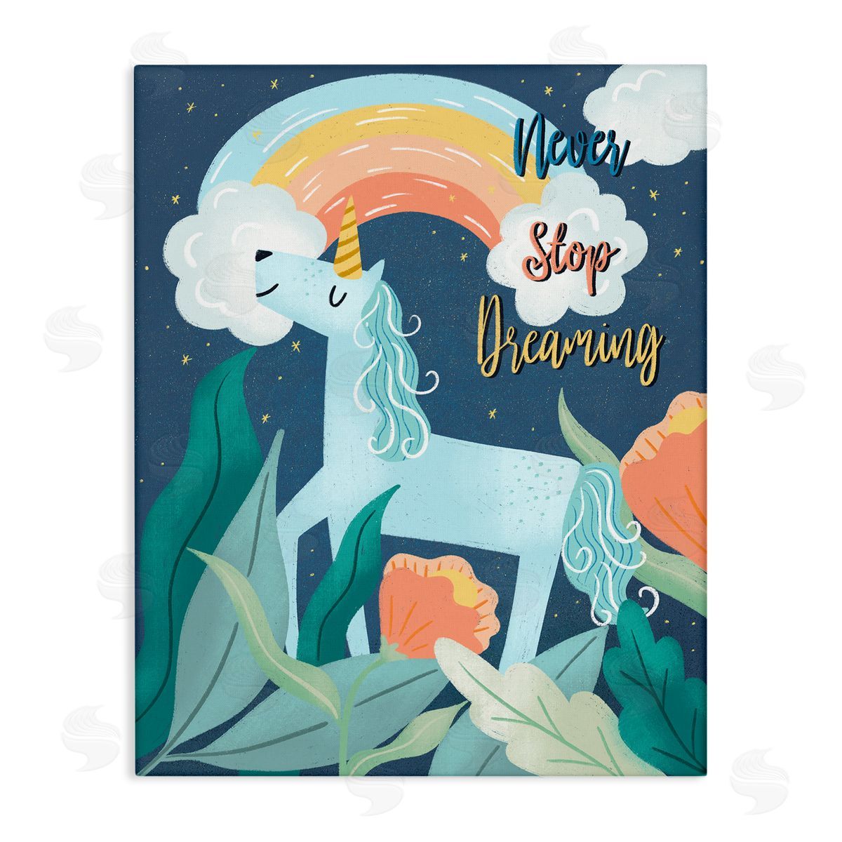 Dominika Godette Never Stop Dreaming Unicorn Stretched Canvas Wall Art Print