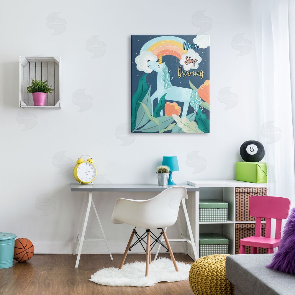 Dominika Godette Never Stop Dreaming Unicorn Canvas Wall Art Print in Room