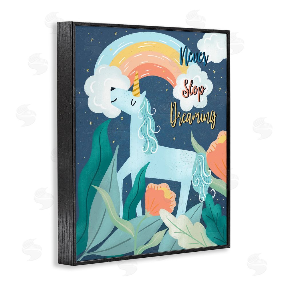 Dominika Godette Never Stop Dreaming Unicorn Black Framed Giclee Wall Art Print
