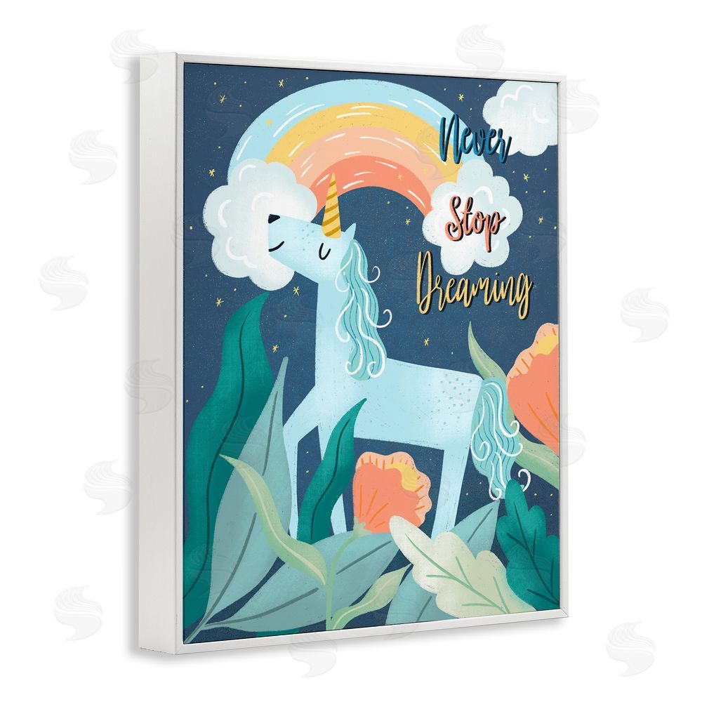 Dominika Godette Never Stop Dreaming Unicorn White Framed Giclee Wall Art Print
