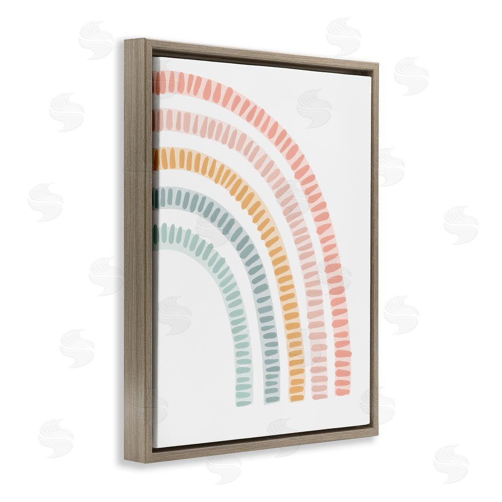 Stupell Studio Minimal Patterned Rainbow Brown Floating Frame Canvas Wall Art Print