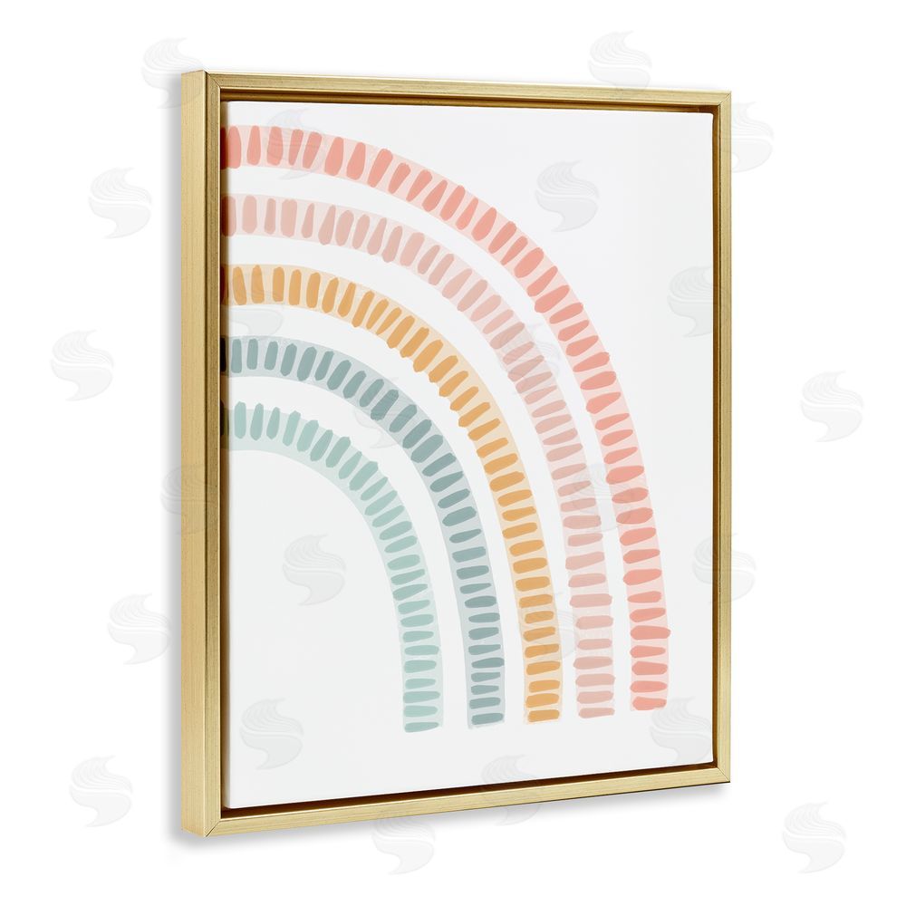 Stupell Studio Minimal Patterned Rainbow Gold Floating Frame Canvas Wall Art Print
