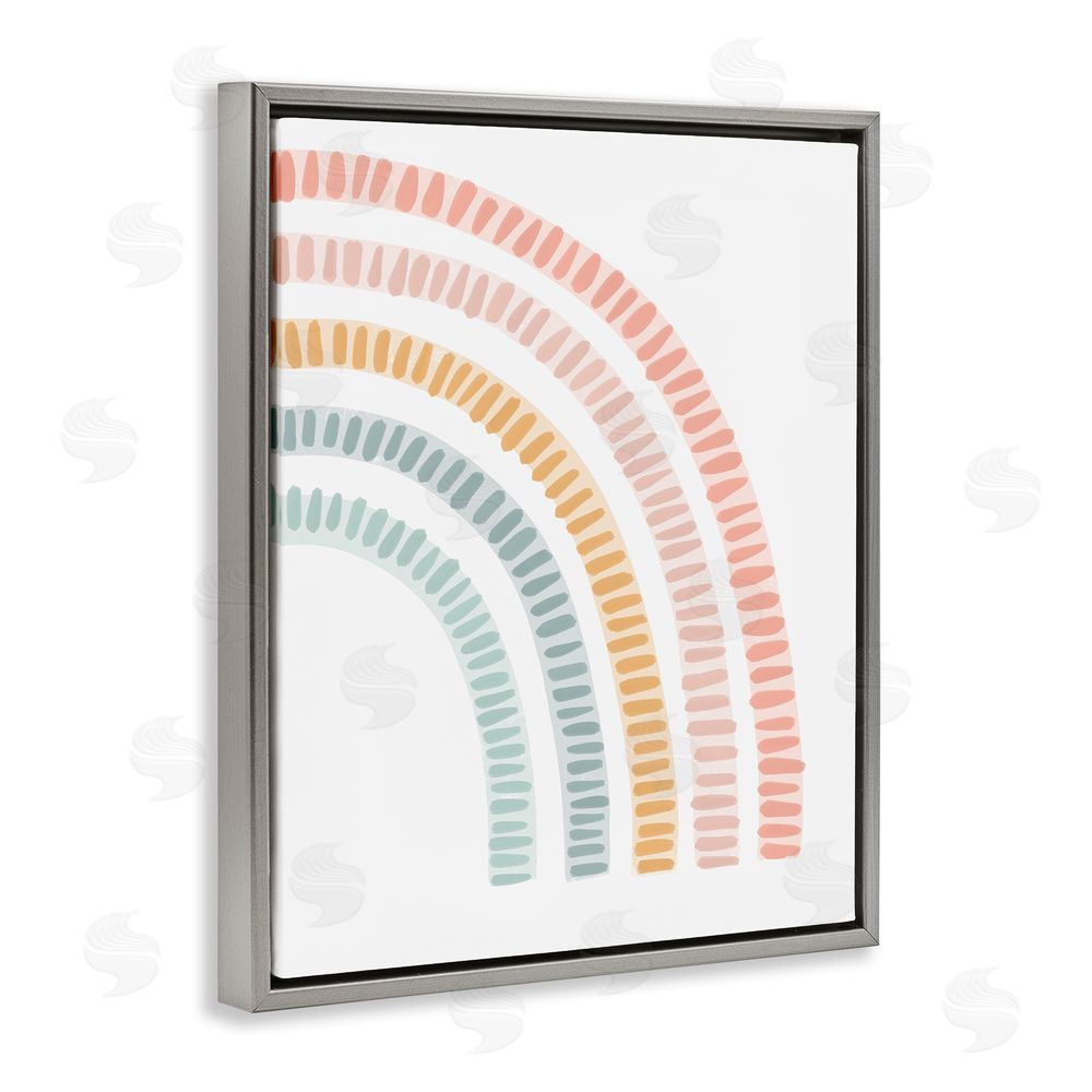 Stupell Studio Minimal Patterned Rainbow Grey Floating Frame Canvas Wall Art Print