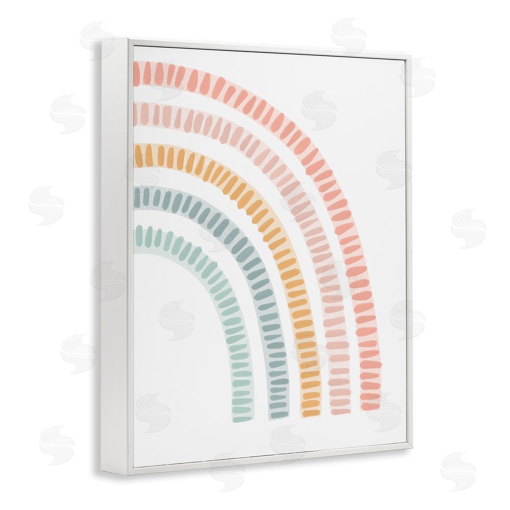 Stupell Studio Minimal Patterned Rainbow White Framed Giclee Wall Art Print