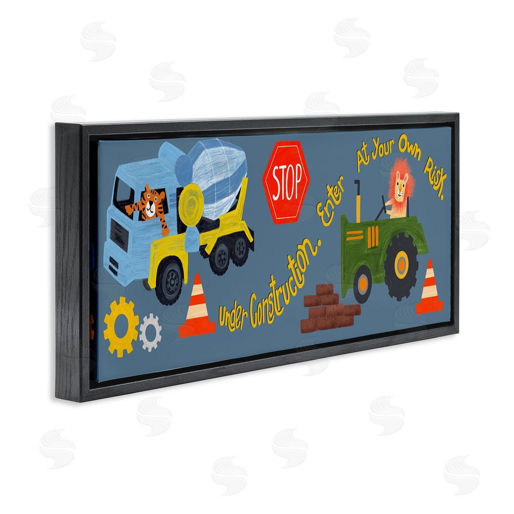 Juliet Rose Philips Under Construction Boy's Room Black Floating Frame Canvas Wall Art Print