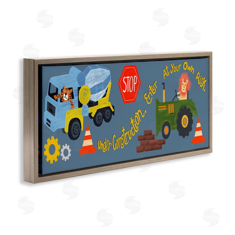 Juliet Rose Philips Under Construction Boy's Room Brown Floating Frame Canvas Wall Art Print