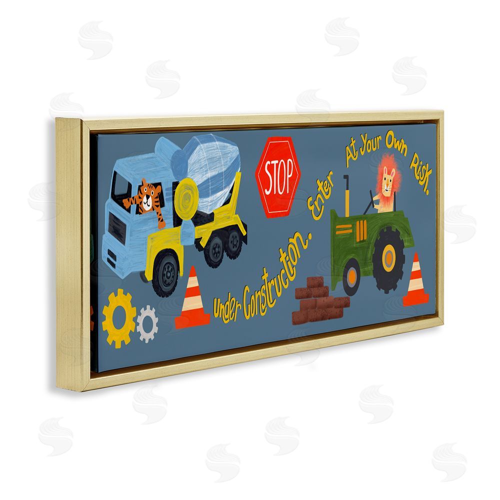 Juliet Rose Philips Under Construction Boy's Room Gold Floating Frame Canvas Wall Art Print