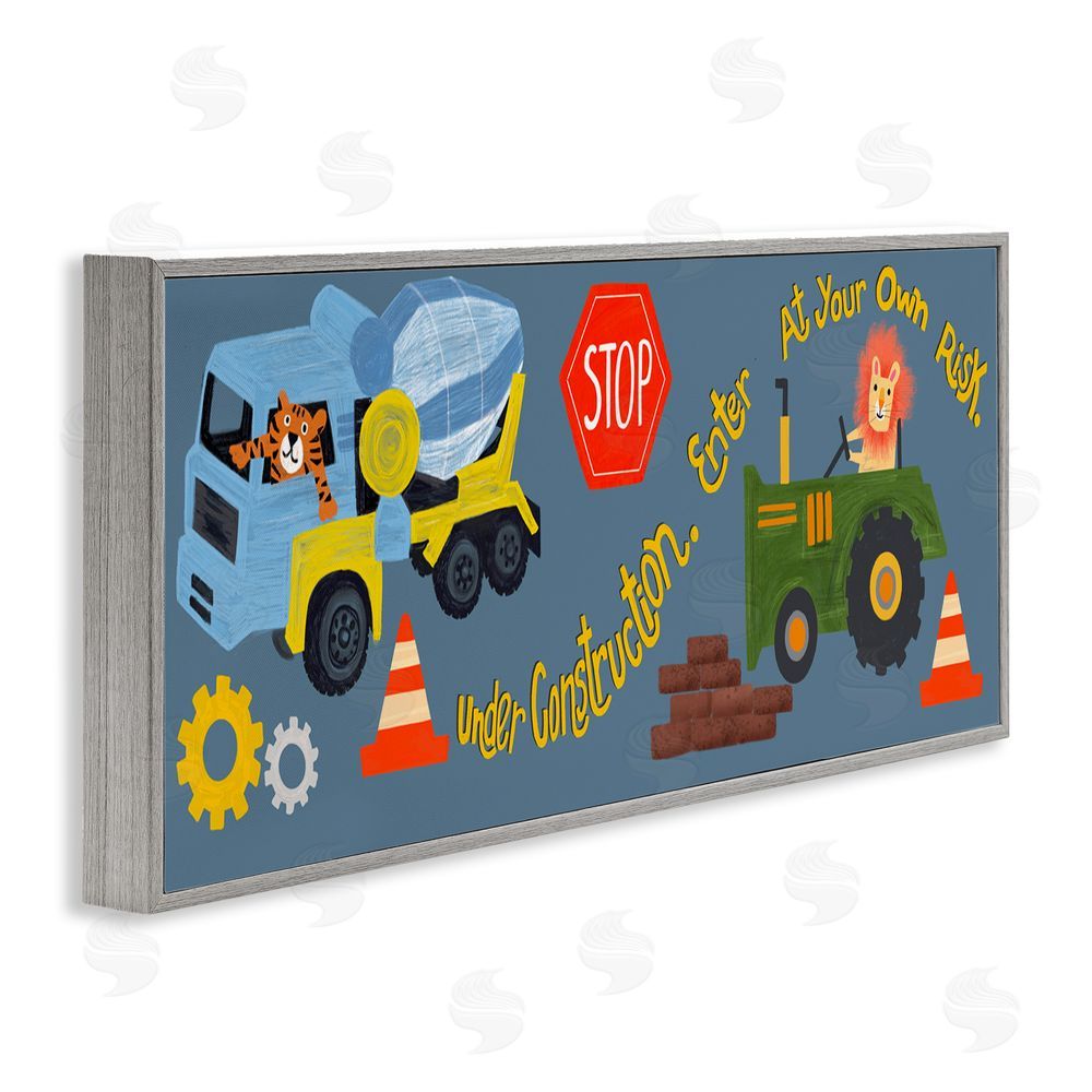 Juliet Rose Philips Under Construction Boy's Room Gray Framed Giclee Wall Art Print
