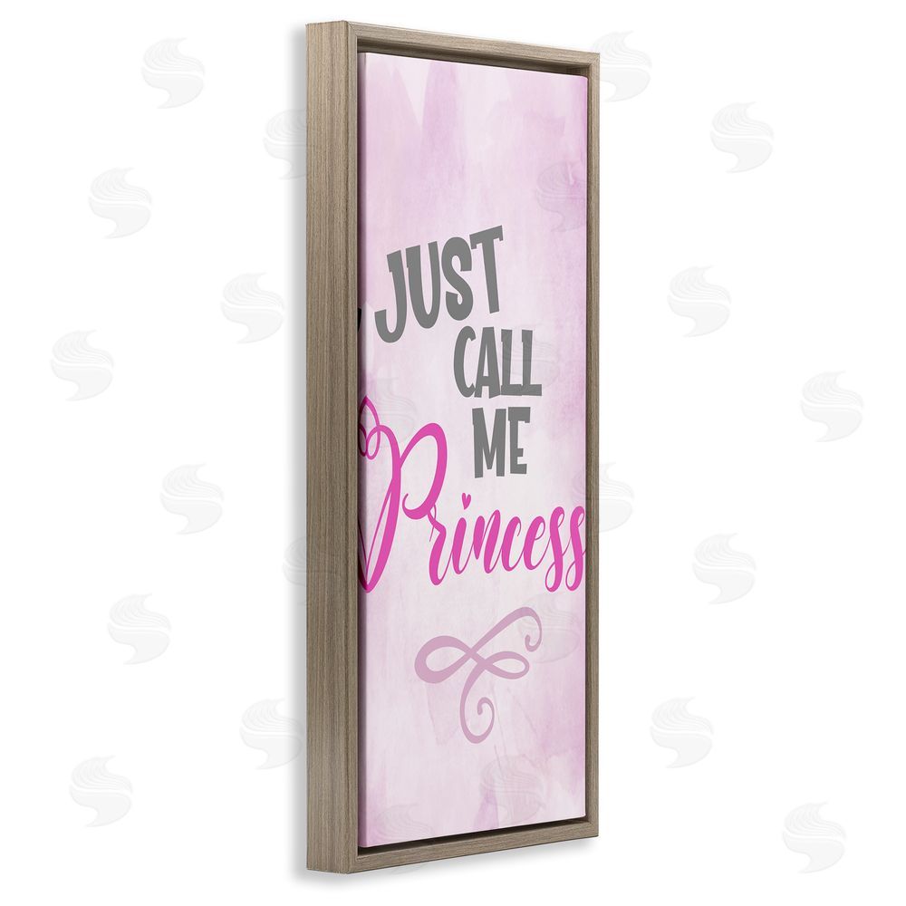 Kim Allen Pink Call Me Princess Brown Floating Frame Canvas Wall Art Print