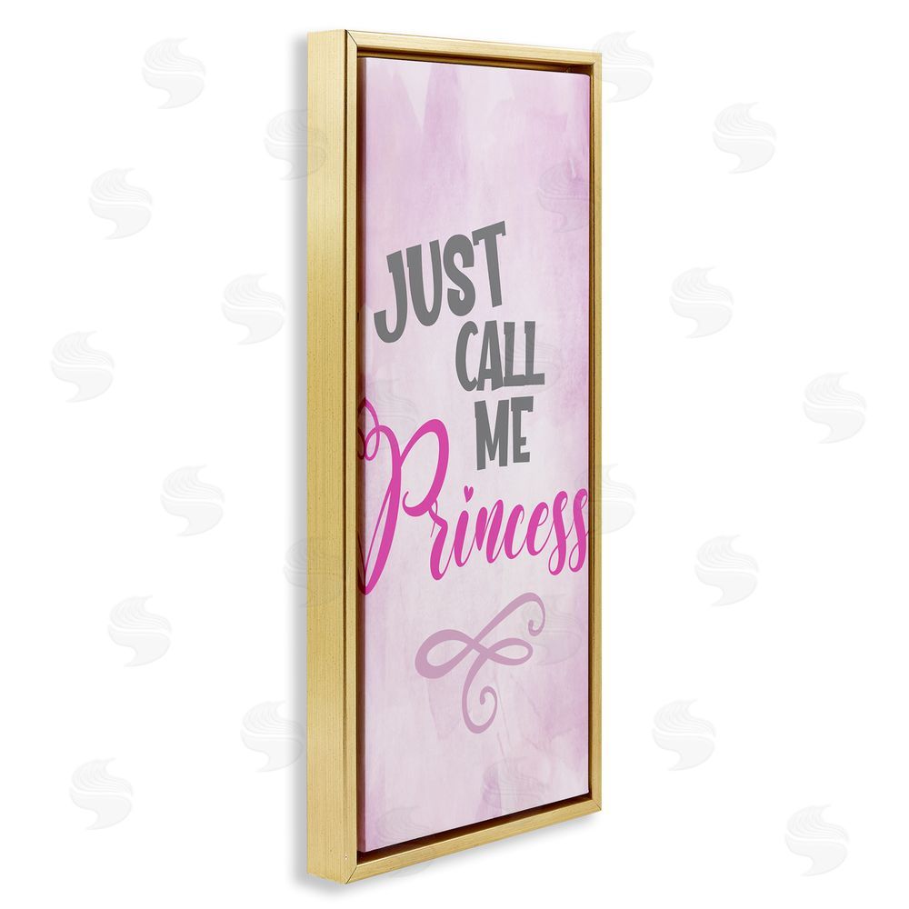Kim Allen Pink Call Me Princess Gold Floating Frame Canvas Wall Art Print