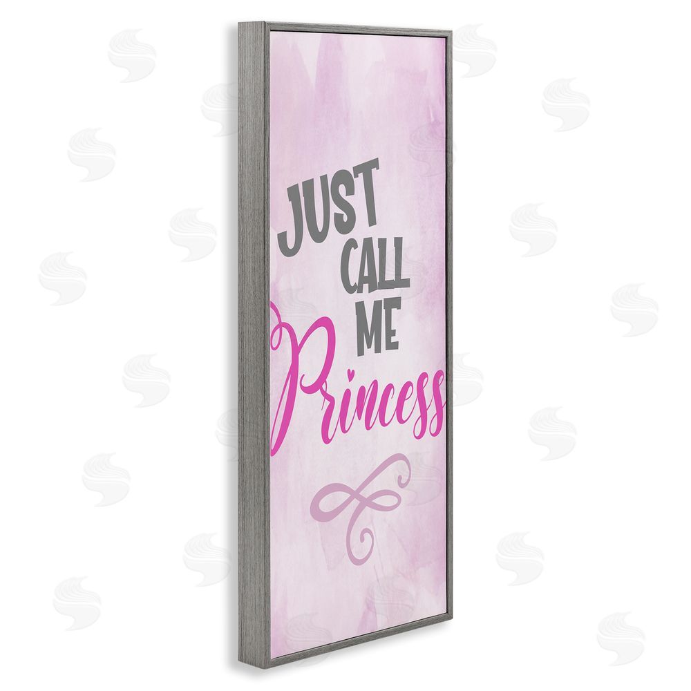 Kim Allen Pink Call Me Princess Gray Framed Giclee Wall Art Print