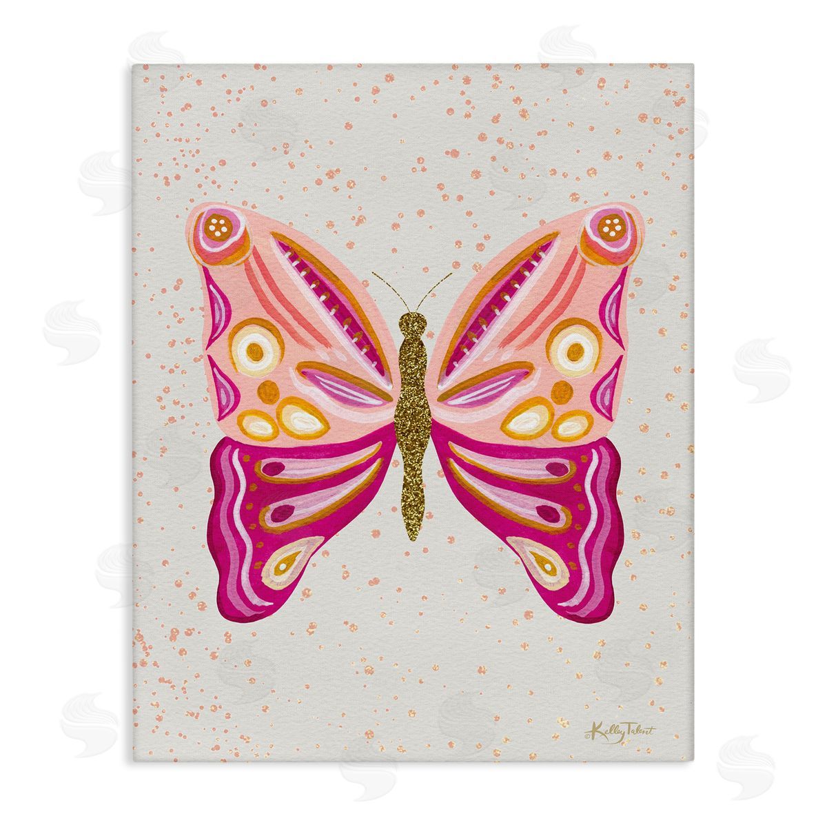 Kelley Talent Modern Glam Pink Butterfly Stretched Canvas Wall Art Print