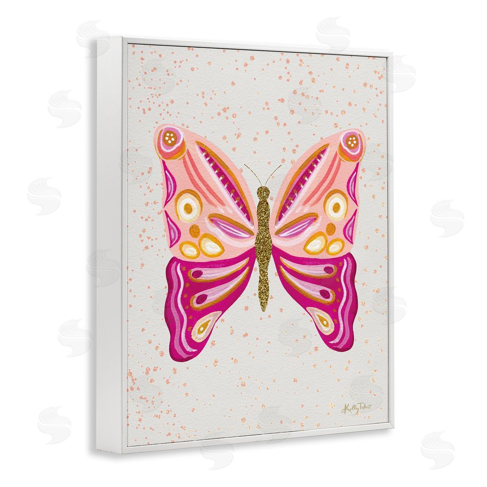 Kelley Talent Modern Glam Pink Butterfly White Framed Giclee Wall Art Print