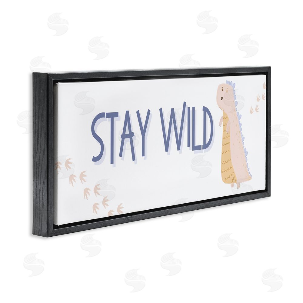 Katie Griggs Stay Wild Soft Dinosaur Black Floating Frame Canvas Wall Art Print