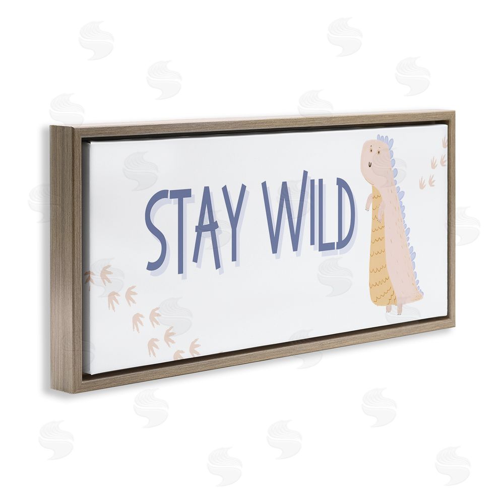 Katie Griggs Stay Wild Soft Dinosaur Brown Floating Frame Canvas Wall Art Print